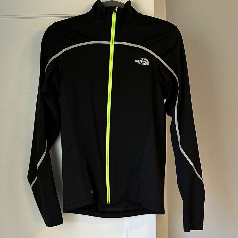 The North Face Black Jacket with Bright Green Zipper